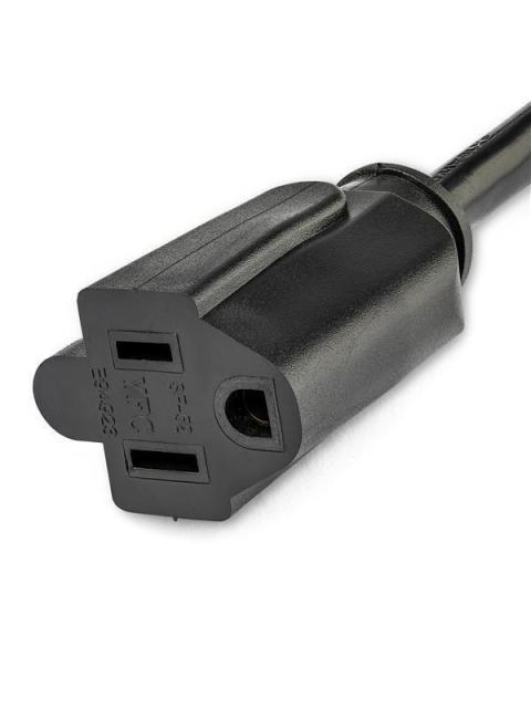 STARTECH  CABLE DE PODER ACODADO NEMA 5-15P MACHO - NEMA 5-15R ACOPLADOR HEMBRA 90CM NEGRO