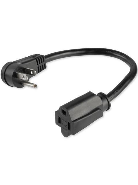 STARTECH  CABLE DE PODER ACODADO NEMA 5-15P MACHO - NEMA 5-15R ACOPLADOR HEMBRA 90CM NEGRO