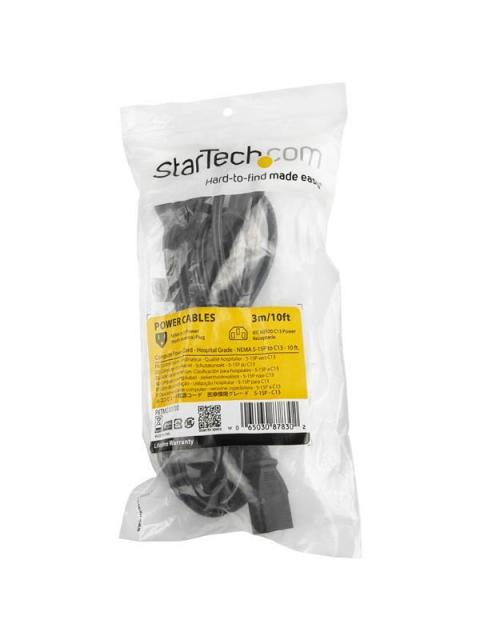 STARTECH  CABLE DE PODER NEMA 5-15P MACHO - C13 ACOPLADOR HEMBRA 90CM NEGRO