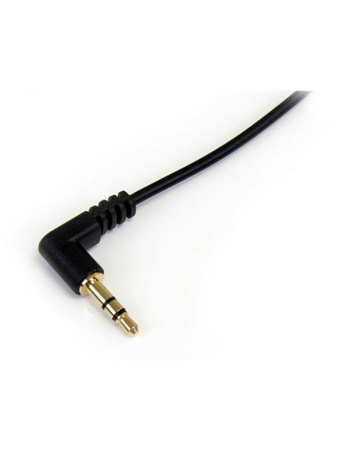 STARTECH  CABLE DELGADO DE AUDIO ESTEREO MINI JACK EN ANGULO DERECHO 3.5MM MACHO - 3.5MM MACHO 91CM NEGRO