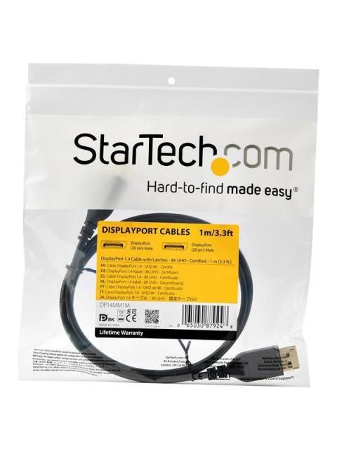STARTECH  CABLE DISPLAYPORT CON CERTIFICACION VESA DISPLAYPORT 1.4 MACHO - DISPLAYPORT 1.4 MACHO 8K 60HZ 1 METRO NEGRO