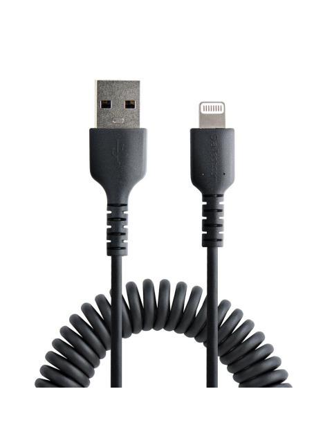 STARTECH  CABLE ESPIRAL LIGHTNING MACHO - USB A MACHO 1 METRO NEGRO
