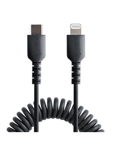 STARTECH  CABLE ESPIRAL LIGHTNING MACHO - USB-C MACHO 50CM NEGRO