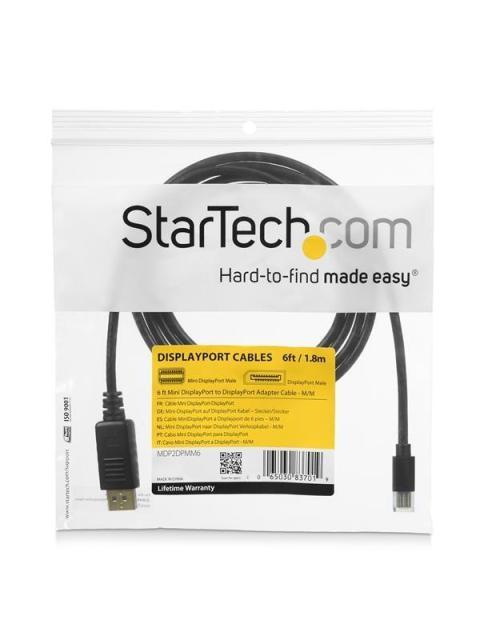 STARTECH  CABLE MINI DISPLAYPORT 1.2 MACHO - DISPLAYPORT 1.2 MACHO 4K 60HZ 3 METROS NEGRO