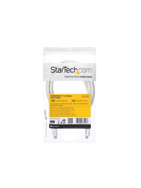 STARTECH  CABLE THUNDERBOLT 3 USB-C MACHO - USB-C MACHO 2 METROS BLANCO PARA MACBOOK PRO