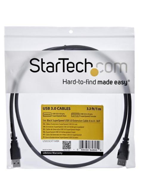 STARTECH  CABLE USB A MACHO - USB A HEMBRA 1 METRO NEGRO