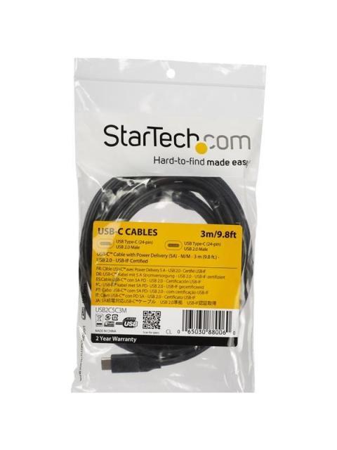 STARTECH  CABLE USB C MACHO - USB C MACHO 3 METROS NEGRO