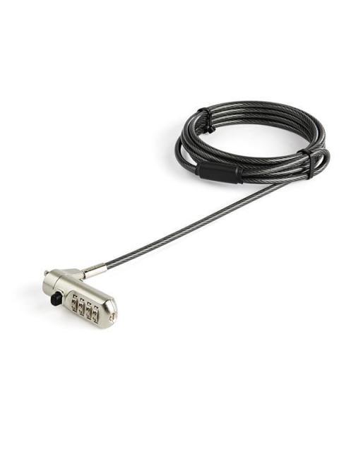 STARTECH  CANDADO DE COMBINACION PARA LAPTOPS 2 METROS NEGRO-PLATA