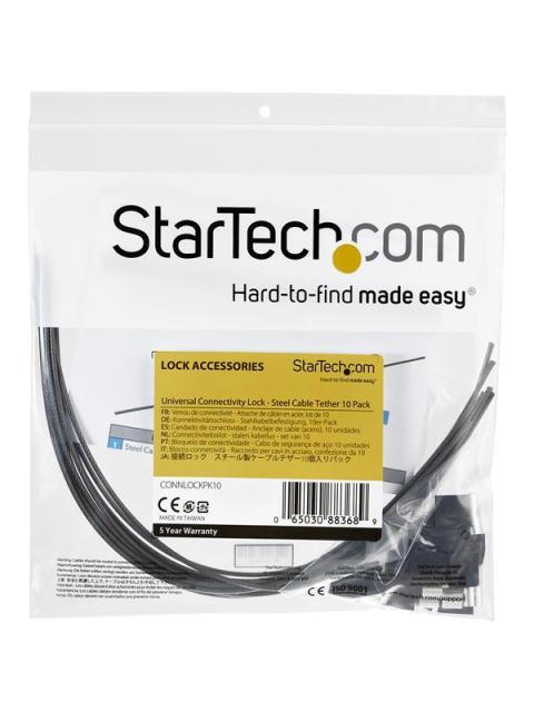 STARTECH  CANDADO PARA CABLES Y ADAPTADORES 30CM NEGRO 10 PIEZAS