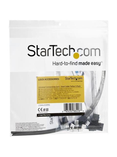 STARTECH  CANDADO PARA CABLES Y ADAPTADORES 30CM NEGRO 5 PIEZAS