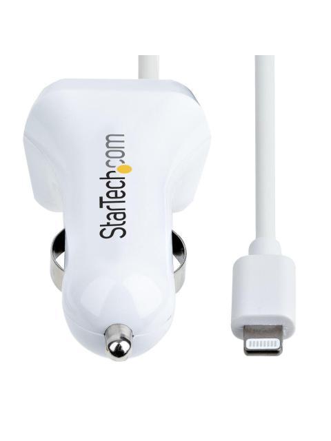 STARTECH  CARGADOR PARA AUTO USBLT2PCARW2 1X USB-A CON CABLE LIGHTNING BLANCO