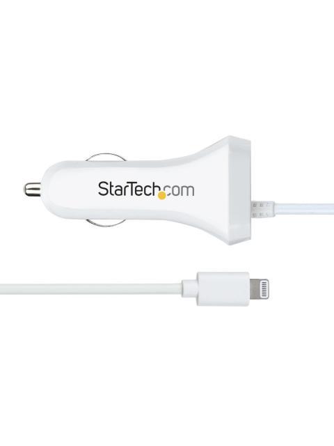 STARTECH  CARGADOR PARA AUTO USBLT2PCARW2 1X USB-A CON CABLE LIGHTNING BLANCO