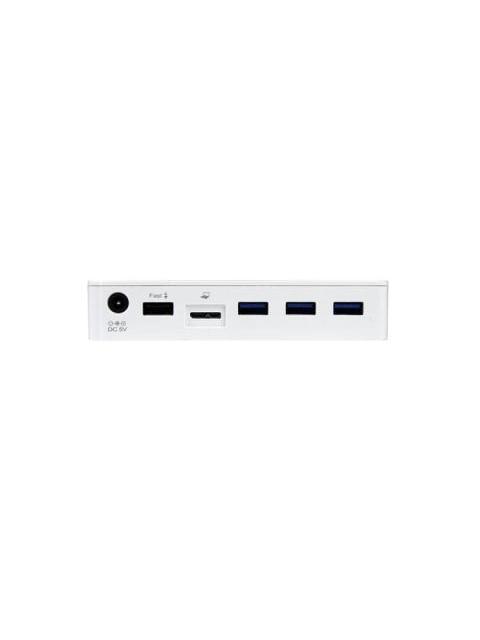STARTECH  CONCENTRADOR USB 3.0 DE 3 PUERTOS HUB CON PUERTO DE CARGA RAPIDA (2.1A) Y BASE PARA LAPTOPS-TABLETS BLANCO