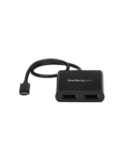 STARTECH  DIVISOR MULTIPLICADOR USB C - DISPLAYPORT 2 PUERTOS NEGRO