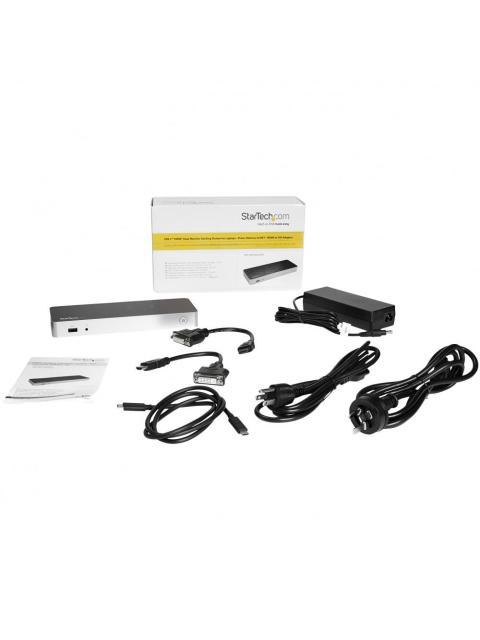 STARTECH  DOCKING STATION USB-C DE DOS PANTALLAS PARA LAPTOP 4X USB 3.0 2X HDMI NEGRO-PLATA