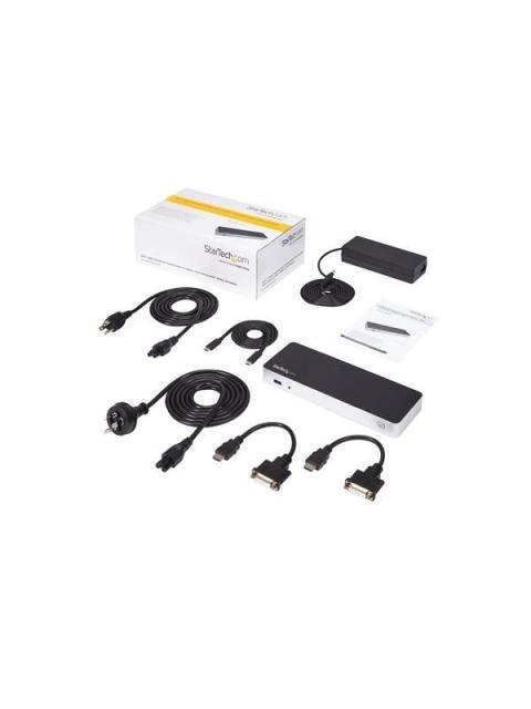 STARTECH  DOCKING STATION USB-C DE DOS PANTALLAS PARA LAPTOP 4X USB 3.0 2X HDMI NEGRO-PLATA