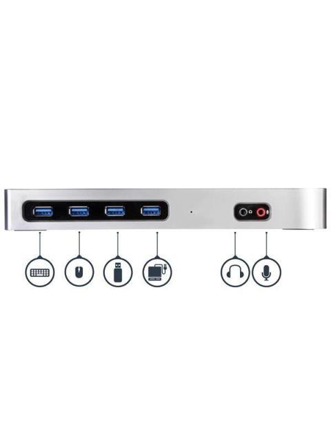 STARTECH  DOCKING STATION USB TIPO C PARA LAPTOP 2X DISPLAYPORT 2X HDMI 6X USB 3.0 NEGRO-PLATA