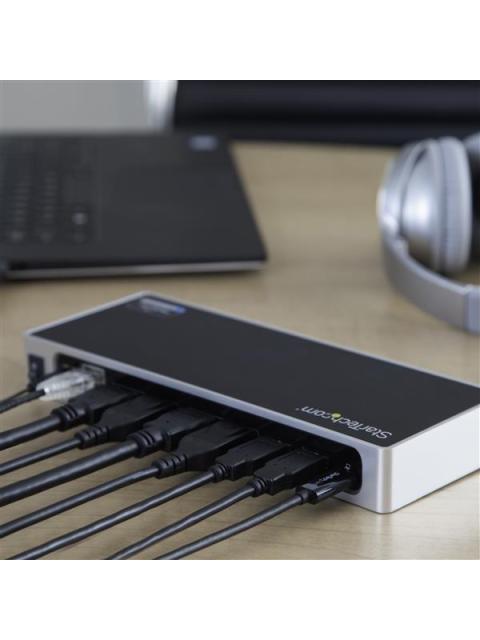 STARTECH  DOCKING STATION USB TIPO C PARA LAPTOP 2X DISPLAYPORT 2X HDMI 6X USB 3.0 NEGRO-PLATA