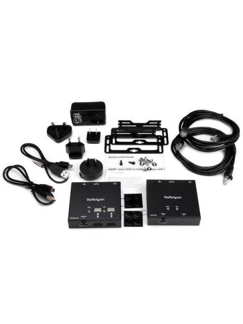 STARTECH  EXTENSOR HDMI POR CABLE CAT6 CON HUB USB DE 4 PUERTOS 50M NEGRO