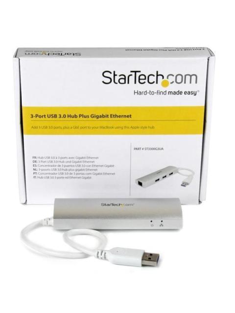 STARTECH  HUB CONCENTRADOR DE 3 PUERTOS USB A 3.0 CON ADAPTADOR DE RED ETHERNET GIGABIT
