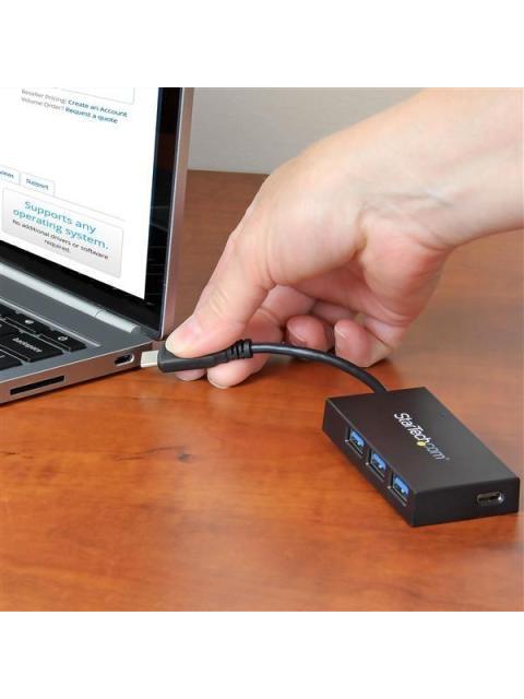 STARTECH  HUB CONCENTRADOR USB C 3.0 MACHO - 1X USB C- 3X USB A NEGRO