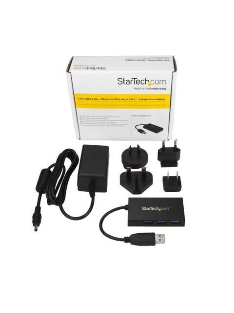 STARTECH HUB USB TIPO C 3.0 4 PUERTS EXTERNO NEGRO 5KBITS HB30A3A1CSFS