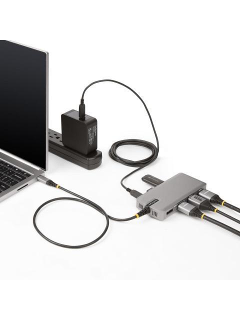 STARTECH  HUB USB-C MACHO 2X HDMI 2X DISPLAYPORT 3X USB-A 1X USB-C 1X RJ-45 GRIS