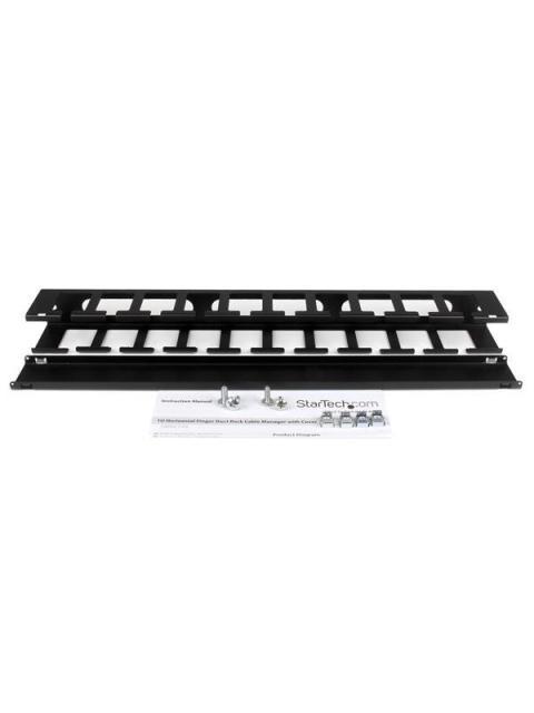 STARTECH  PANEL CANALETA HORIZONTAL DE 1U CON CUBIERTA PARA GESTION DE CABLEADO EN RACKS Y PERFORACIONES LATERALES