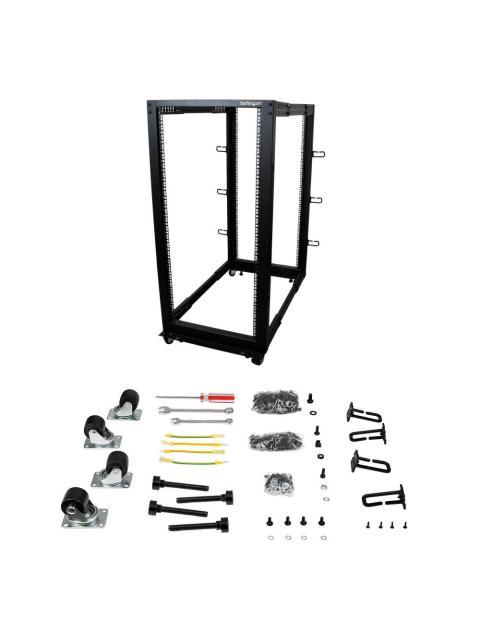 STARTECH  RACK DE MARCO ABIERTO CON PROFUNDIDAD AJUSTABLE DE 4 COLUMNAS 25U CON RUEDAS