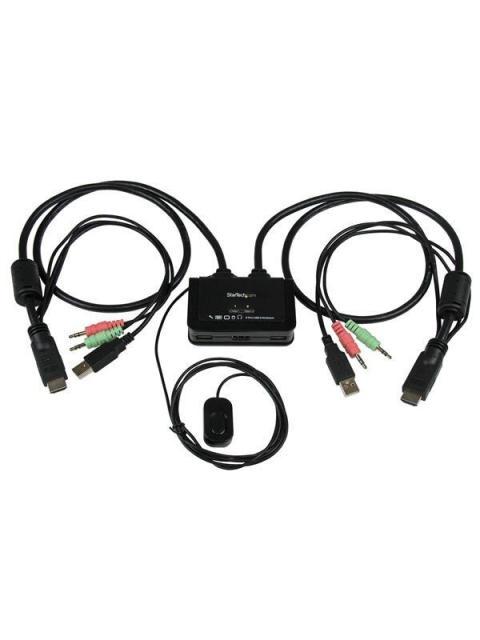 STARTECH  SWITCH KVM DE 2 PUERTOS HDMI USB AUDIO CON CABLES INTEGRADOS