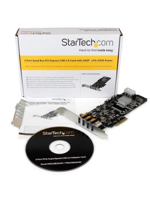 STARTECH  TARJETA PCI EXPRESS CON FUENTE MOLEX 4 PUERTOS USB 3.0 5 GBIT-S