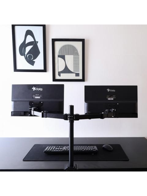 STYLOS SOPORTE DE ESCRITORIO PARA 2 MONITORES 13 - 32 MAX. 8KG NEGRO - ¡COMPRA Y RECIBE $50 DE SALDO DE REGALO EN TU PROXIMA COMPRA!