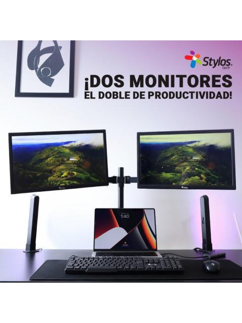 STYLOS SOPORTE DE ESCRITORIO PARA 2 MONITORES 13 - 32 MAX. 8KG NEGRO - ¡COMPRA Y RECIBE $50 DE SALDO DE REGALO EN TU PROXIMA COMPRA!