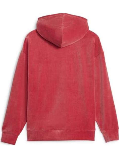 SUDADERA ESS ELEVATED VELOUR HOODIE ROJO PUMA