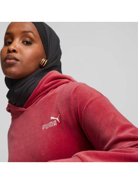SUDADERA ESS ELEVATED VELOUR HOODIE ROJO PUMA