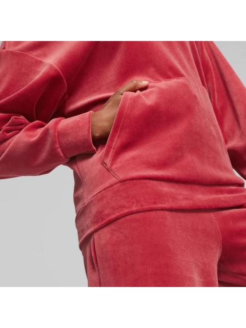 SUDADERA ESS ELEVATED VELOUR HOODIE ROJO PUMA