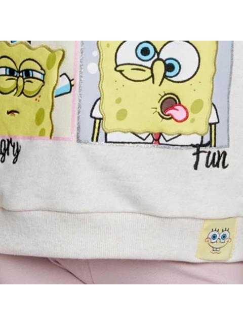 SUDADERA ESTAMPADA APLICACIONES BEIGE BOB ESPONJA