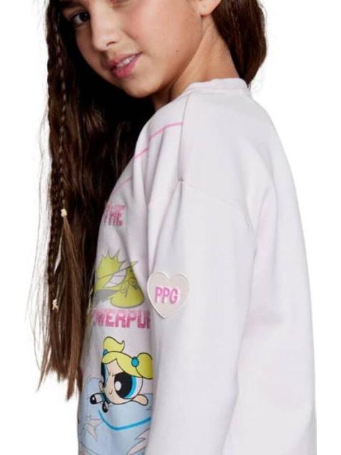 SUDADERA ESTAMPADA APLICACIONES ROSA LAS CHICAS SUPER PODEROSAS