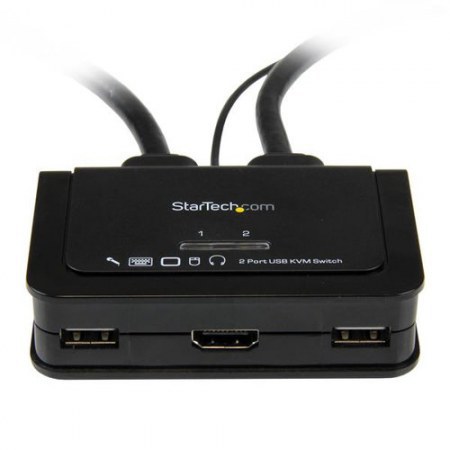 STARTECH  SWITCH KVM DE 2 PUERTOS HDMI USB AUDIO CON CABLES INTEGRADOS