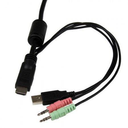 STARTECH  SWITCH KVM DE 2 PUERTOS HDMI USB AUDIO CON CABLES INTEGRADOS