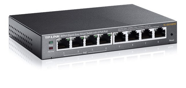 SWITCH TP-LINK GIGABIT ETHERNET TL-SG108PE EASY SMART POE 8 PUERTOS 10-100-1000MBPS (4X POE) 16 GBIT-S 4000 ENTRADAS - NO ADMINISTRABLE