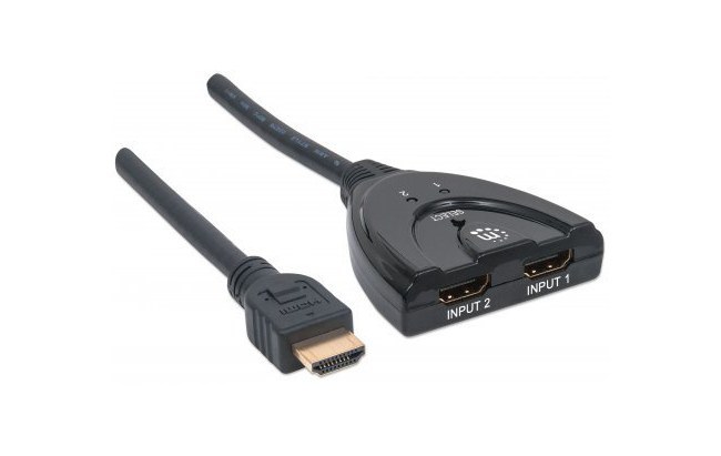 MANHATTAN SWITCH HDMI 1.3 DE 2 PUERTOS 2X HDMI HEMBRA - 1X HDMI MACHO NEGRO