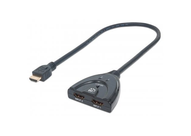 MANHATTAN SWITCH HDMI 1.3 DE 2 PUERTOS 2X HDMI HEMBRA - 1X HDMI MACHO NEGRO