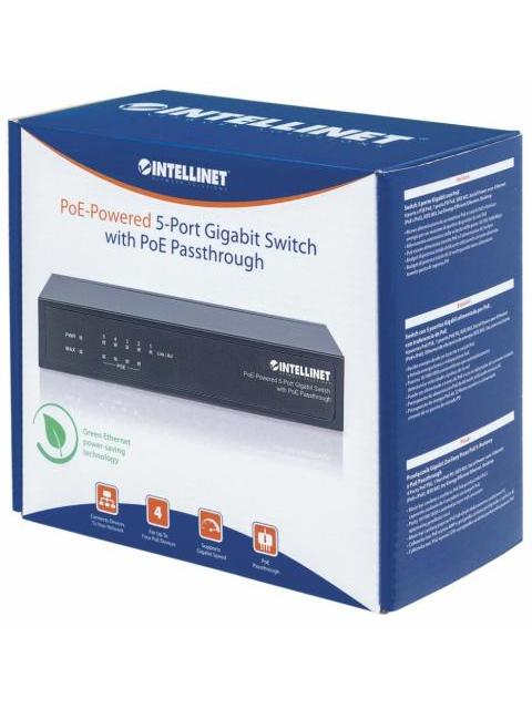 SWITCH INTELLINET FAST ETHERNET 561082 5 PUERTOS POE+ 10-100MBPS 10GBIT-S 2048 ENTRADAS - NO ADMINISTRABLE