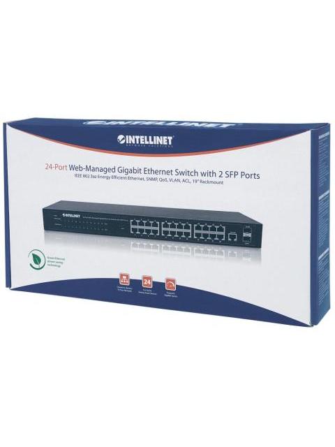 SWITCH INTELLINET GIGABIT ETHERNET 560917 24 PUERTOS 10-100-1000MBPS + 2 PUERTOS SFP 52 GBIT-S 8000 ENTRADAS - ADMINISTRABLE