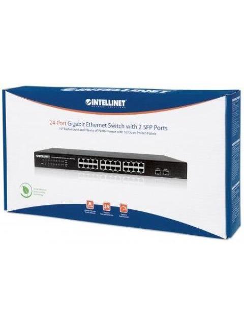SWITCH INTELLINET GIGABIT ETHERNET 561044 24 PUERTOS 10-100-1000MBPS + 2 PUERTOS SFP 52 GBIT-S 8192 ENTRADAS - NO ADMINISTRABLE