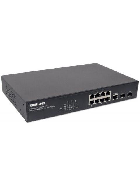 SWITCH INTELLINET GIGABIT ETHERNET 561167 8 PUERTOS POE+ 10-100-1000MBPS + 2 PUERTOS SFP 20 GBIT-S 8192 ENTRADAS - ADMINISTRABLE