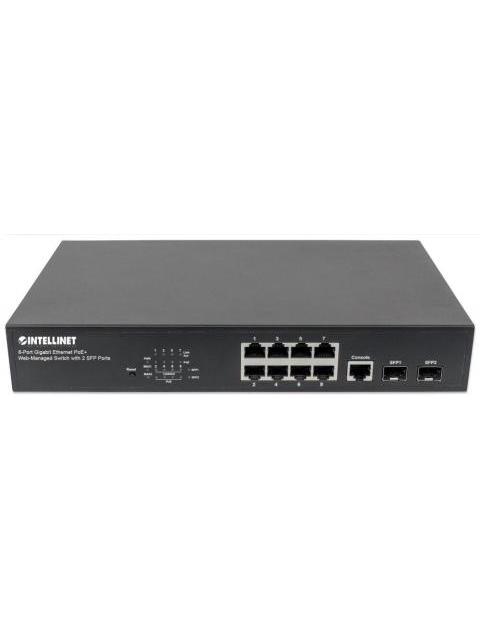 SWITCH INTELLINET GIGABIT ETHERNET 561167 8 PUERTOS POE+ 10-100-1000MBPS + 2 PUERTOS SFP 20 GBIT-S 8192 ENTRADAS - ADMINISTRABLE