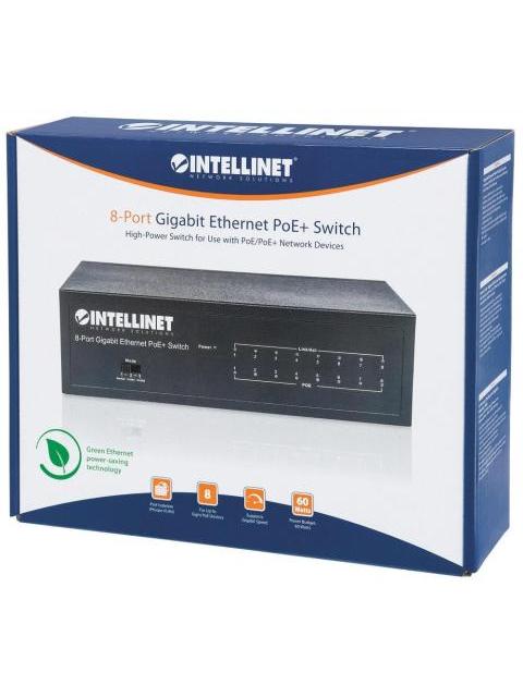 SWITCH INTELLINET GIGABIT ETHERNET 561204 8 PUERTOS 10-100-1000MBPS 16 GBIT-S 4096 ENTRADAS - NO ADMINISTRABLE