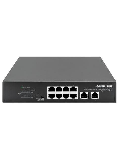SWITCH INTELLINET GIGABIT ETHERNET 561402 8 PUERTOS POE + 10-100-1000 + 2 PUERTOS UPLINK 120W 2 GBIT-S 8192 ENTRADAS - NO ADMINISTRABLE